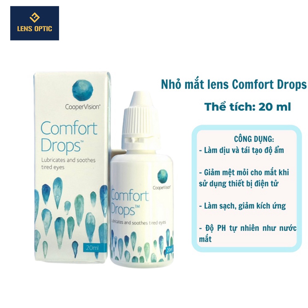 Nước nhỏ mắt kính áp tròng COOPER VISION Comfort Drops 20ml cấp ẩm, giảm kích ứng - Lens Optic