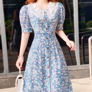 Đầm voan hoa nhí xanh