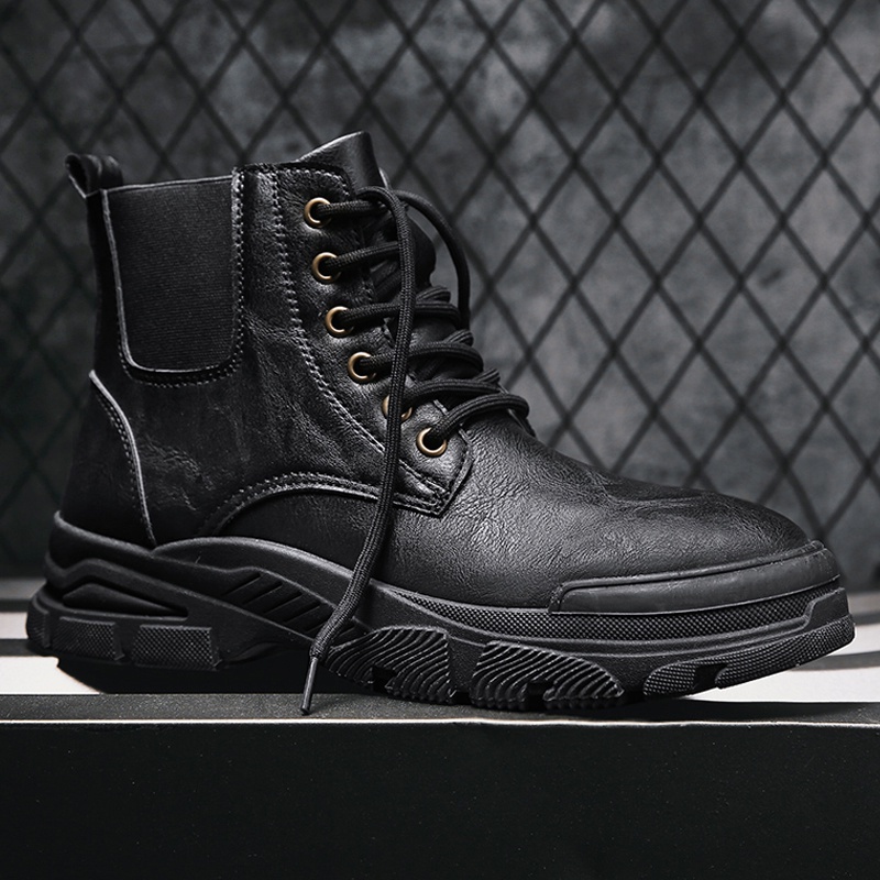 Giày bốt Chelsea cao cổ bằng da thời trang cho nam