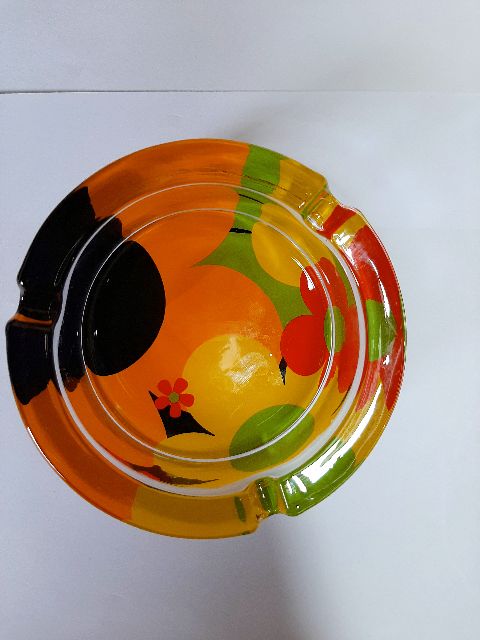 Gạt tàn thủy tinh hoa tròn dày