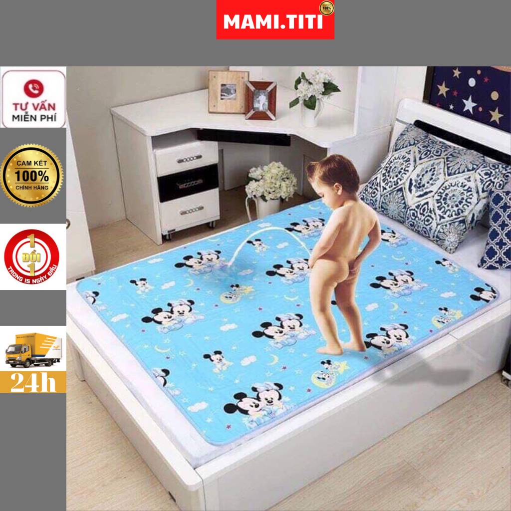 Tấm lót chống thấm cho bé, Thảm lót chống thấm 3 lớp size to cho bé (80x120cm)