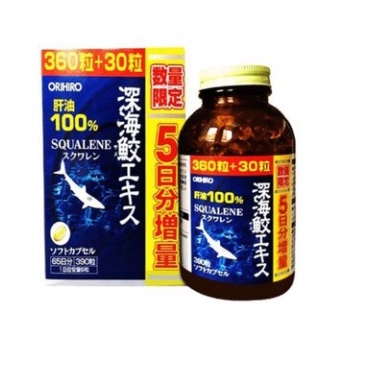 Dầu gan cá mập Orihiro Squalene 360 và 390 viên (Hàng nội địa Nhật Bản)