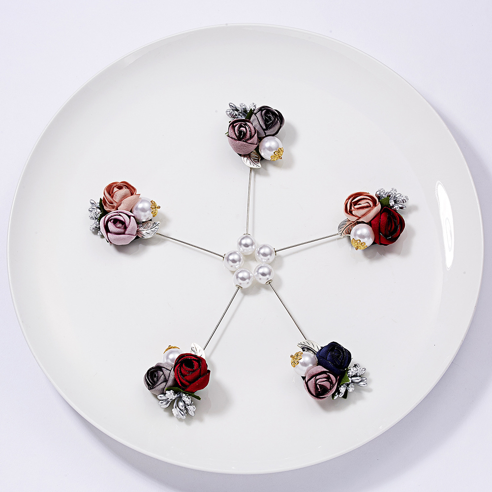 Ghim cài áo kiểu hoa đính ngọc trai giả thời trang dành cho nữ