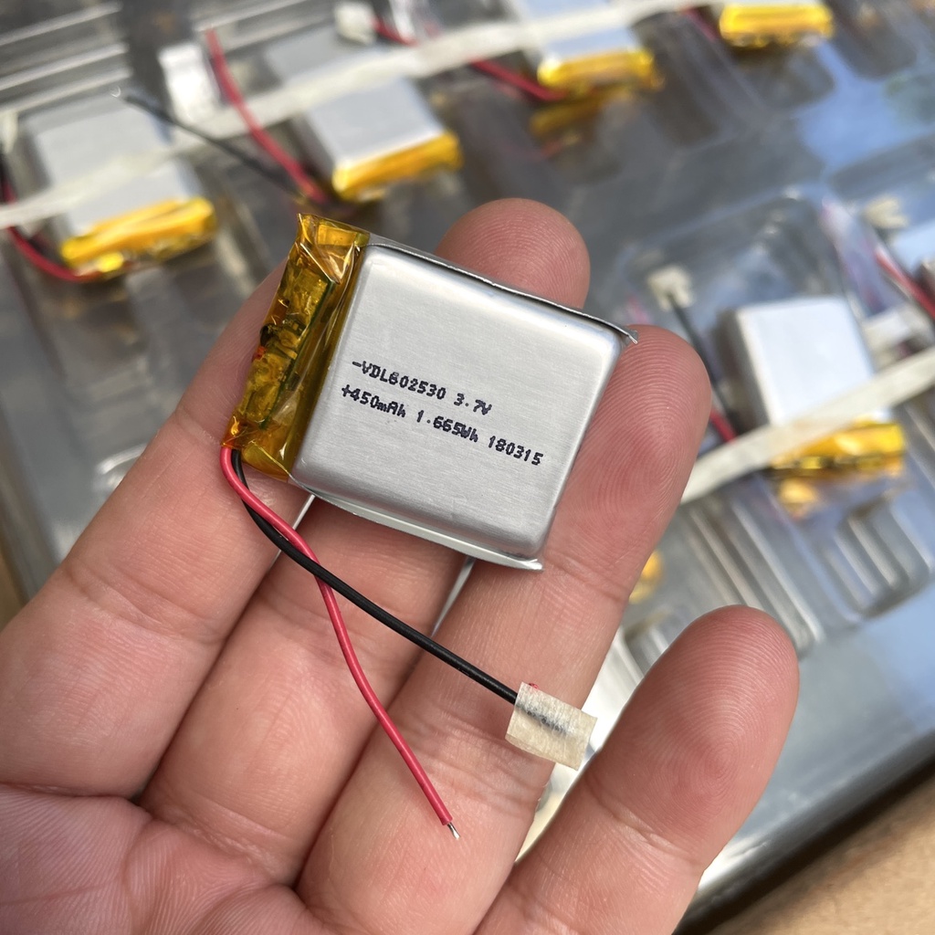 Pin Lithium polymer 3.7V 450mAh có mạch bảo vệ - Kích thước 6 × 25 × 30mm