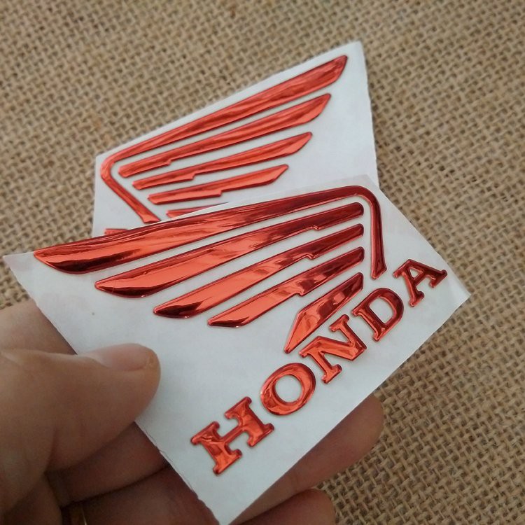 Bộ 2 tem logo cánh én HONDA 3D nổi tem trang trí- Đỏ