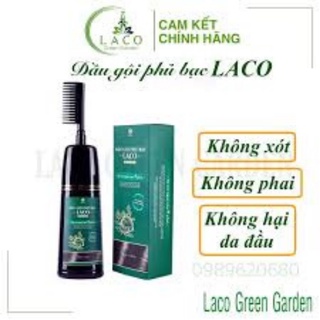 Dầu gội phủ bạc laco black hair 200ml, giúp tóc đen tự tin sau 9 phút, có lược chải tiện dụng