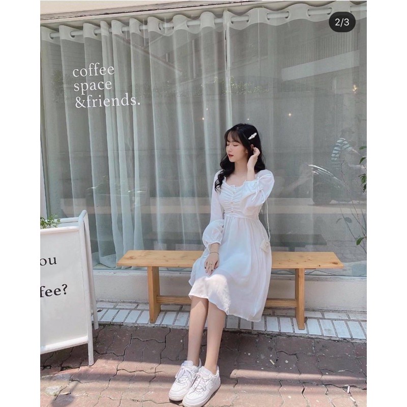 Đầm nữ trắng chất voan xịn nhún ngực mặc dự tiệc dạo phố dễ thương mã [TO GAN] | BigBuy360 - bigbuy360.vn