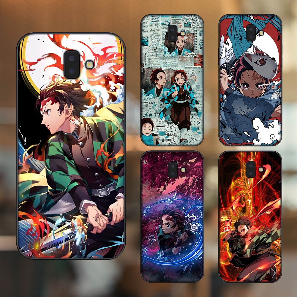 Ốp lưng Samsung J6 Plus viền đen in hình Tanjiro Kimetsu No Yaiba