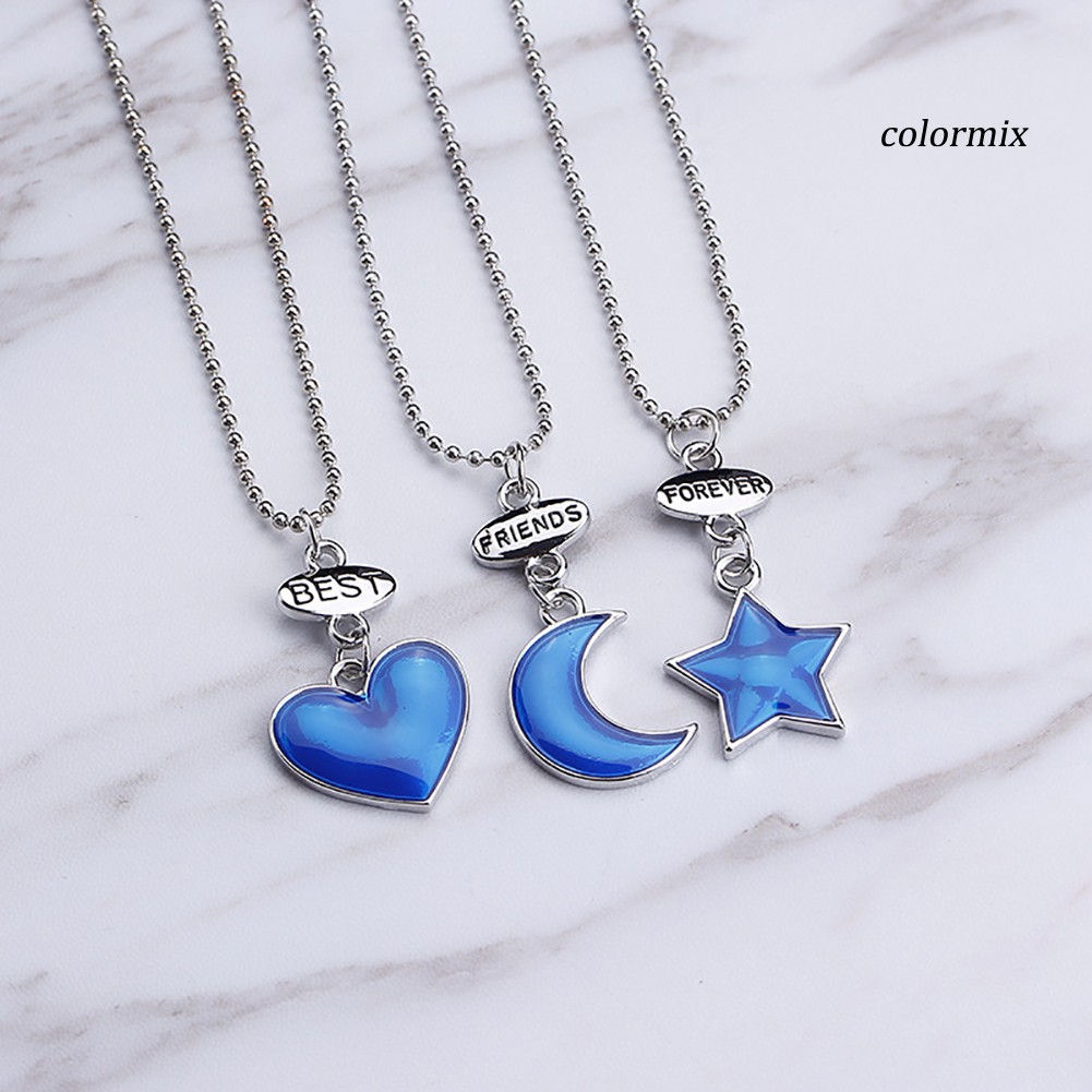 Bộ 3 vòng cổ Tình Bạn Mặt Hình Trăng Sao / Trái Tim Xinh Xắn Cho Nữ