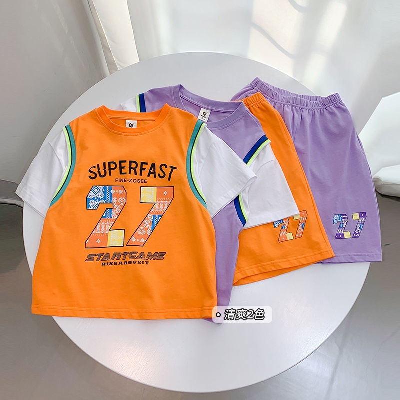 Bộ Trang Phục Thể Thao Hai Món Bằng cotton Thời Trang Mùa Hè Dành Cho Bé Trai 2022