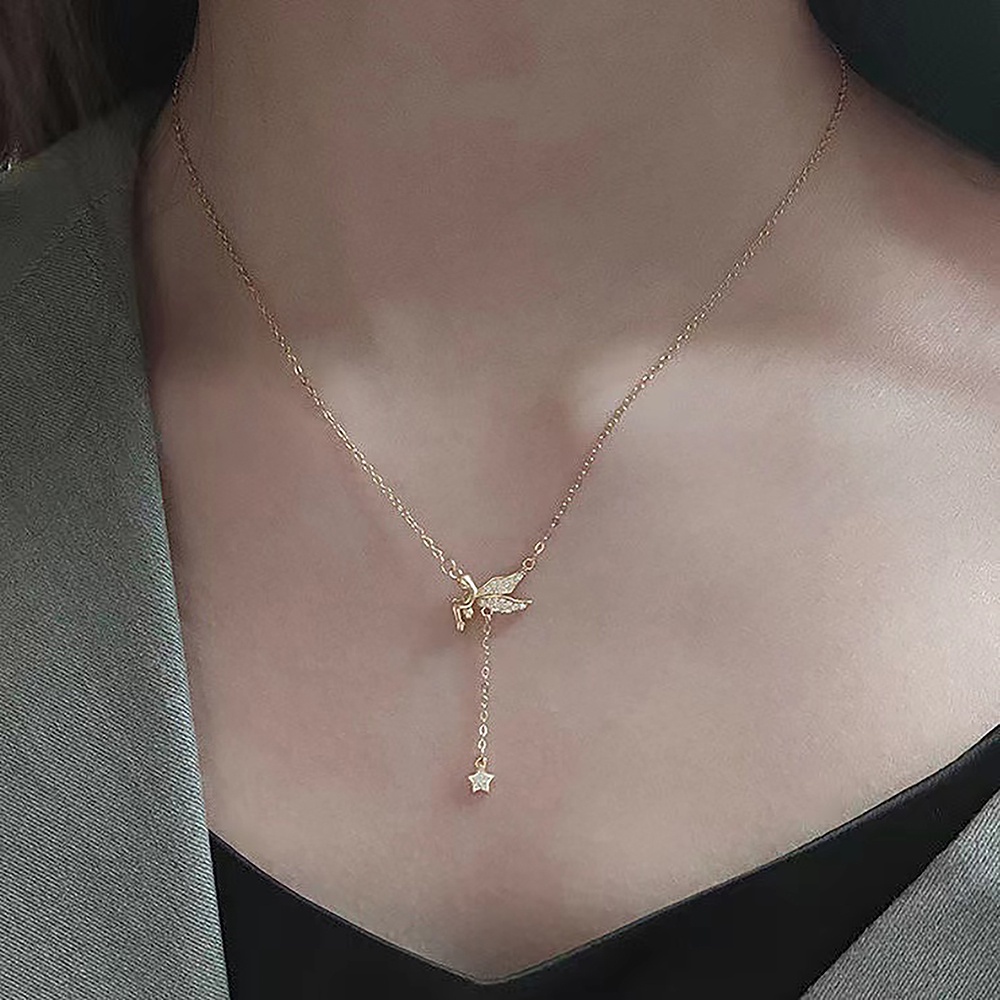 Vòng cổ Mặt Hình Thiên Thần Đính Đá Sang Trọng Cho Nữ