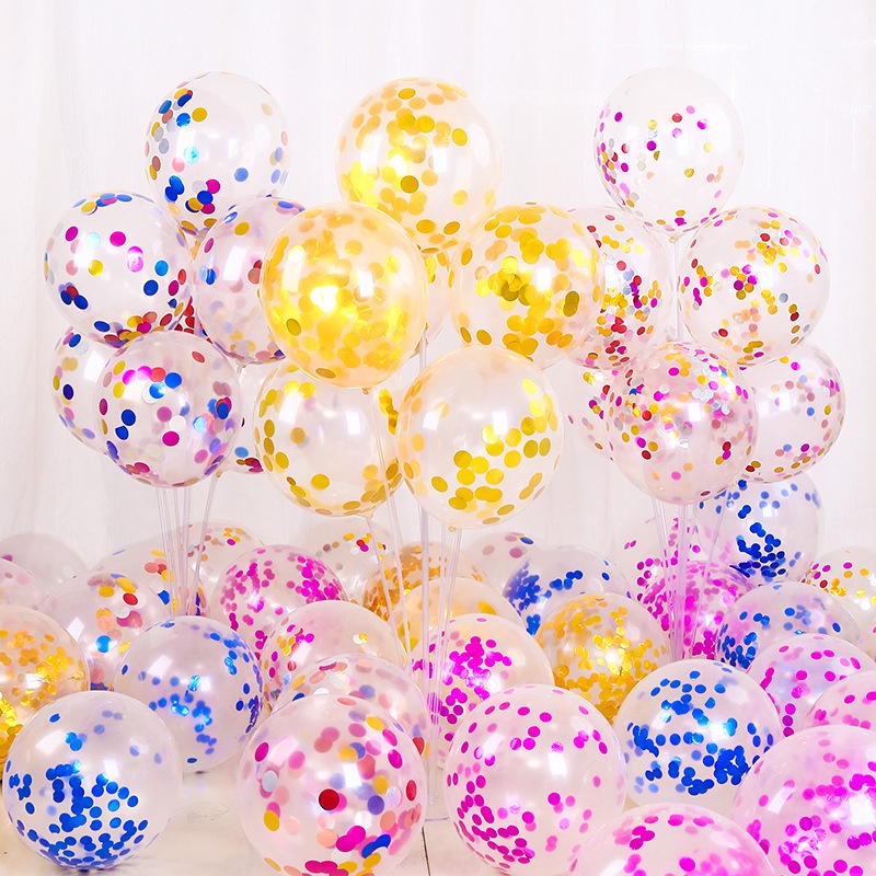 12 inch đầy màu sắc lá vàng Sequins Bóng bay cao su trong suốt Sắp xếp đám cưới Trang trí tiệc sinh nhật