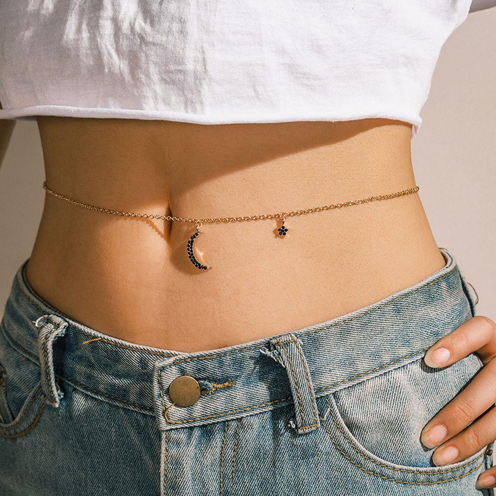 Thắt Lưng Dây Xích Họa Tiết Hoa / Mặt Trăng / Mặt Trăng Kiểu Bohemia Hàn Quốc Quyến Rũ WMES15H Cho Nữ