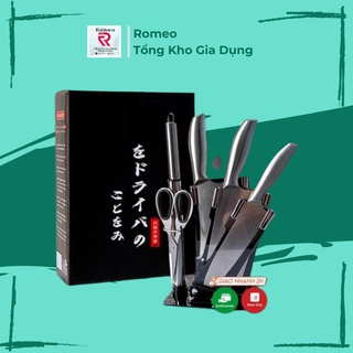 Bộ dao bếp nhật bản siêu bén 6 món / lưỡi cán dao inox liền khối / set dao đa năng