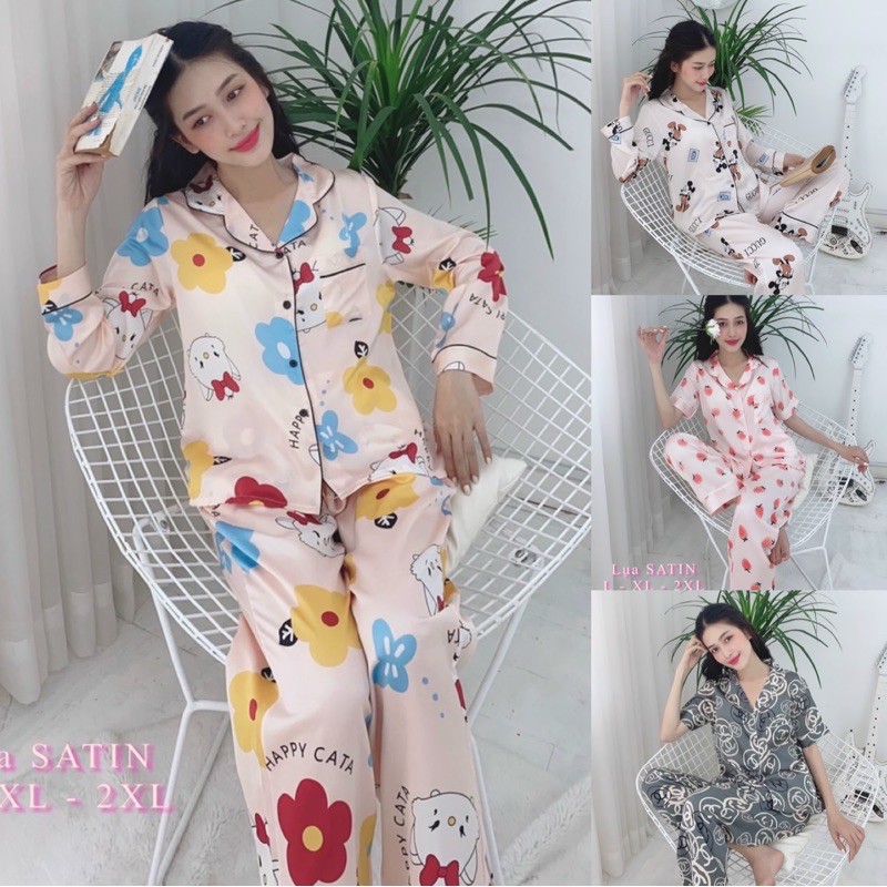 🍂 Bộ Pijama BIG Size XXL " 64kg - 74kg " Lụa Satin Hình Tay Ngắn -Tay Dài , có túi sâu . | BigBuy360 - bigbuy360.vn