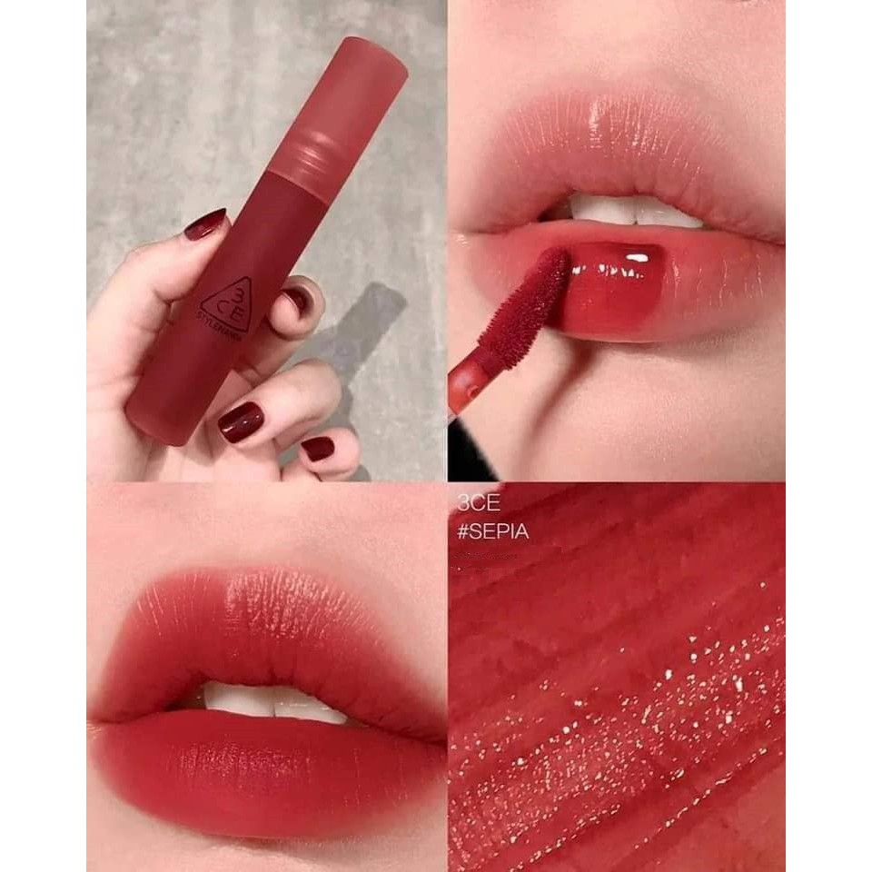 Son 3CE blur water tint màu đỏ nâu gạch