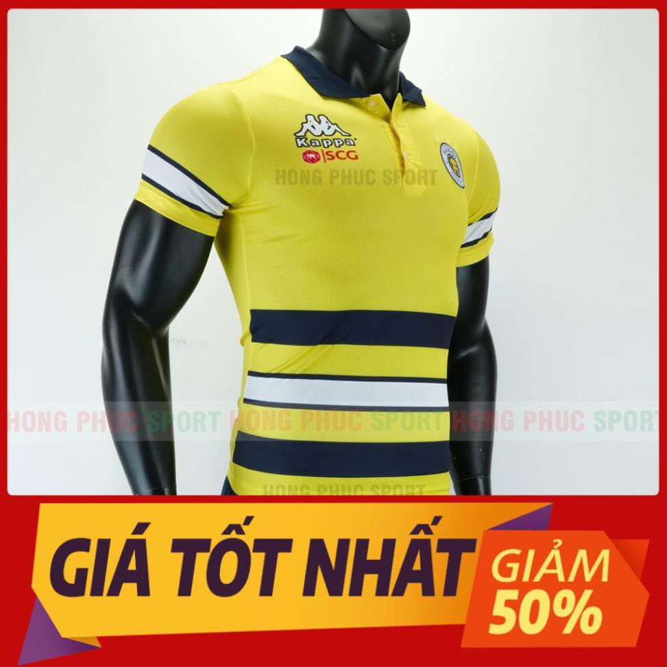 hàng chính hãng -  Bộ quần áo đá bóng Hà Nội Polo vải dệt kim cao cấp, size châu âu, quần có túi mẫu 2019