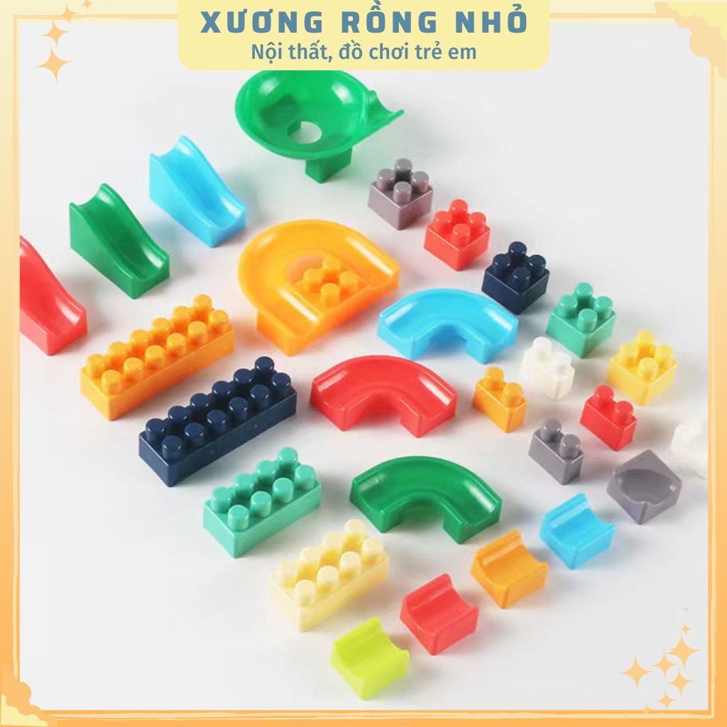 Bàn lego cho bé, lego city cầu trượt thả bóng đồ chơi trí tuệ cho bé