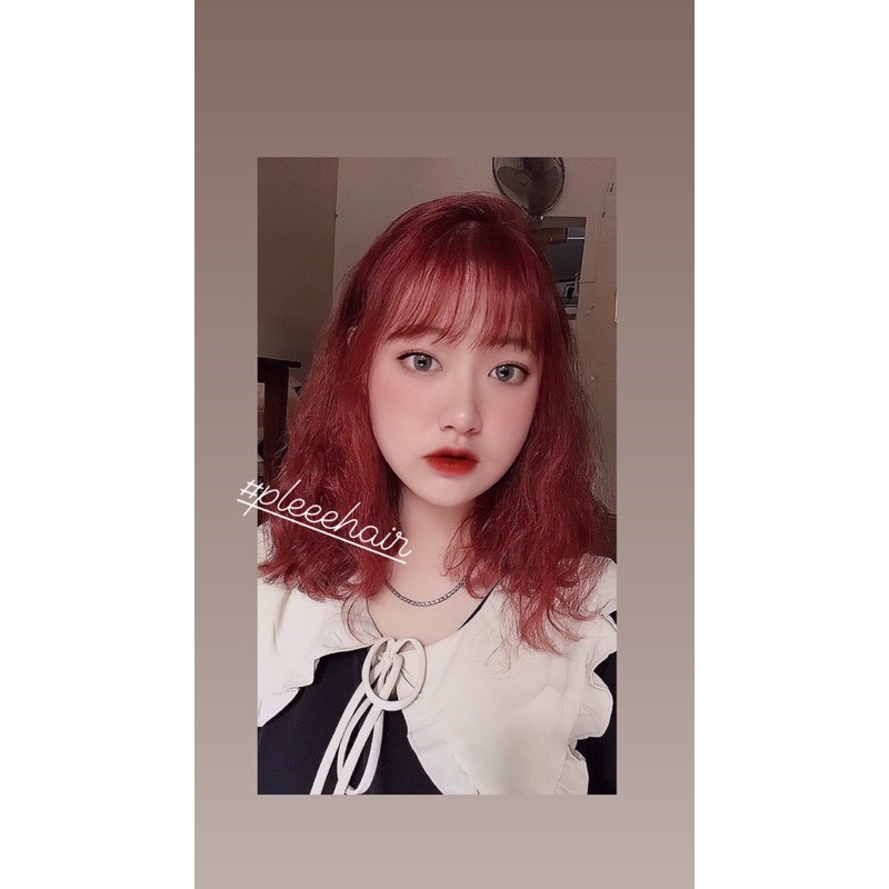 [KHÔNG TẨY] Thuốc nhuộm tóc màu ĐỎ HỒNG +kèm oxy trợ dưỡng và găng tay | BigBuy360 - bigbuy360.vn