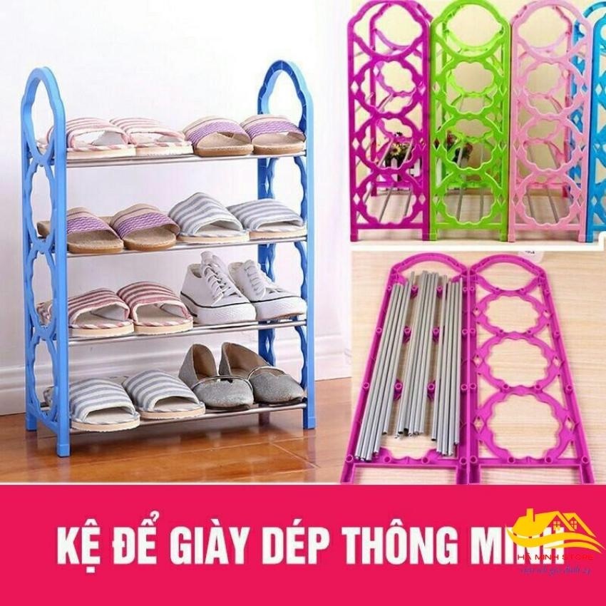 Kệ giày 4 tầng bằng nhựa lắp ghép thông minh  kệ để đồ tiện lợi 4 tầng