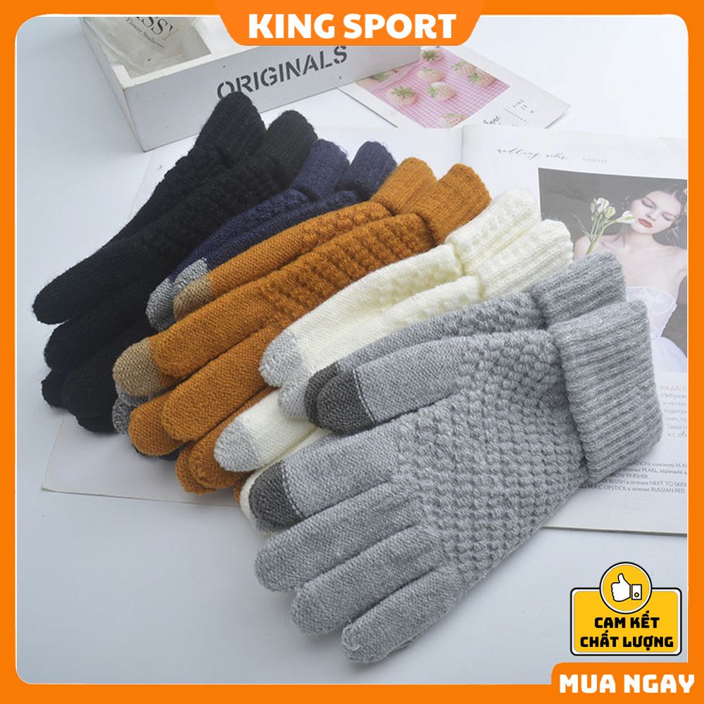 Găng tay cảm ứng len ấm áp tiện lợi, găng tay đi xe máy len mùa đông ấm áp co dãn thỏa mái KING SPORT