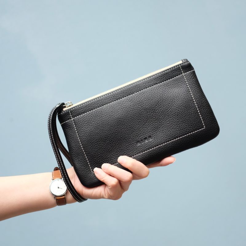 TIN Clutch - Ví cầm tay nữ MINK da thật nguyên tấm lớp 1 cao cấp nhiều màu LS11.