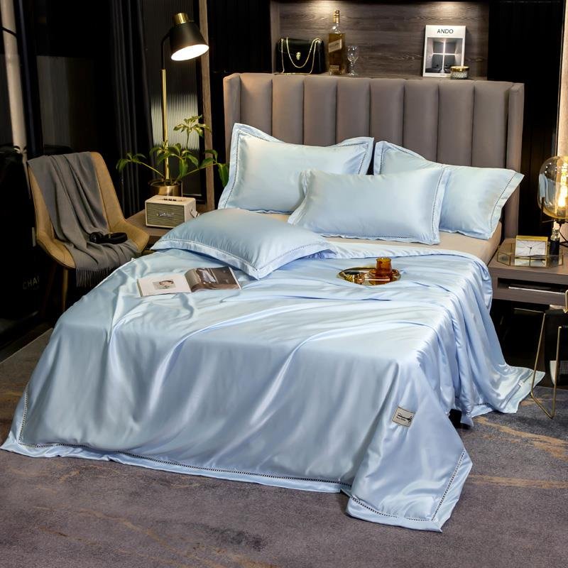 Bộ chăn ga gối phi lụa chăn trần Luxury Basic mẫu mới 2022 , Ga giường vỏ gối mền hè chất liệu mềm mịn thấm hút mồ hôi