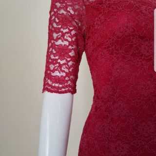 ZERASY - Đầm body tay lỡ màu đỏ đô
