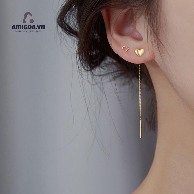 ✨✨Đôi bông tai dây dài mặt hình trái tim phong cách Hàn Quốc dành cho nữ