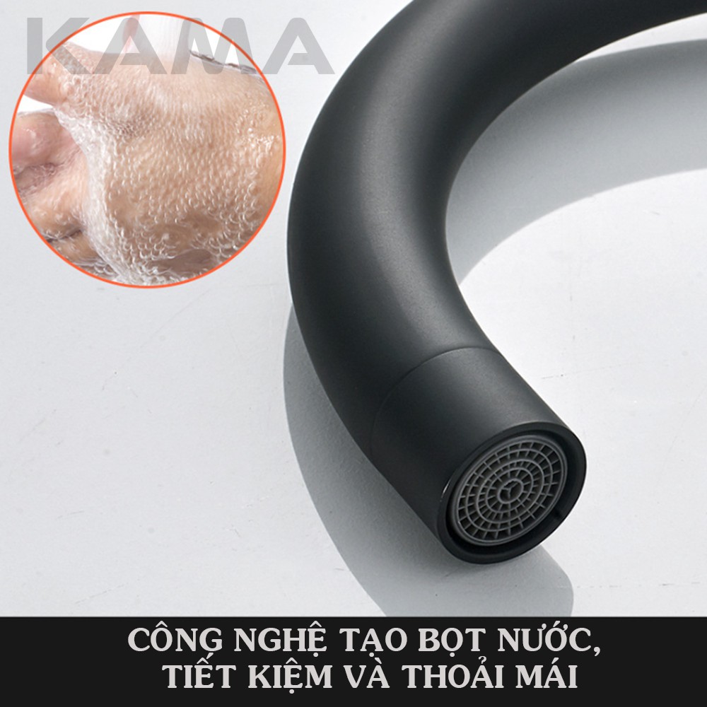 Vòi rửa chén nóng lạnh KAMA RC06 inox 304, sơn đen chịu nhiệt.