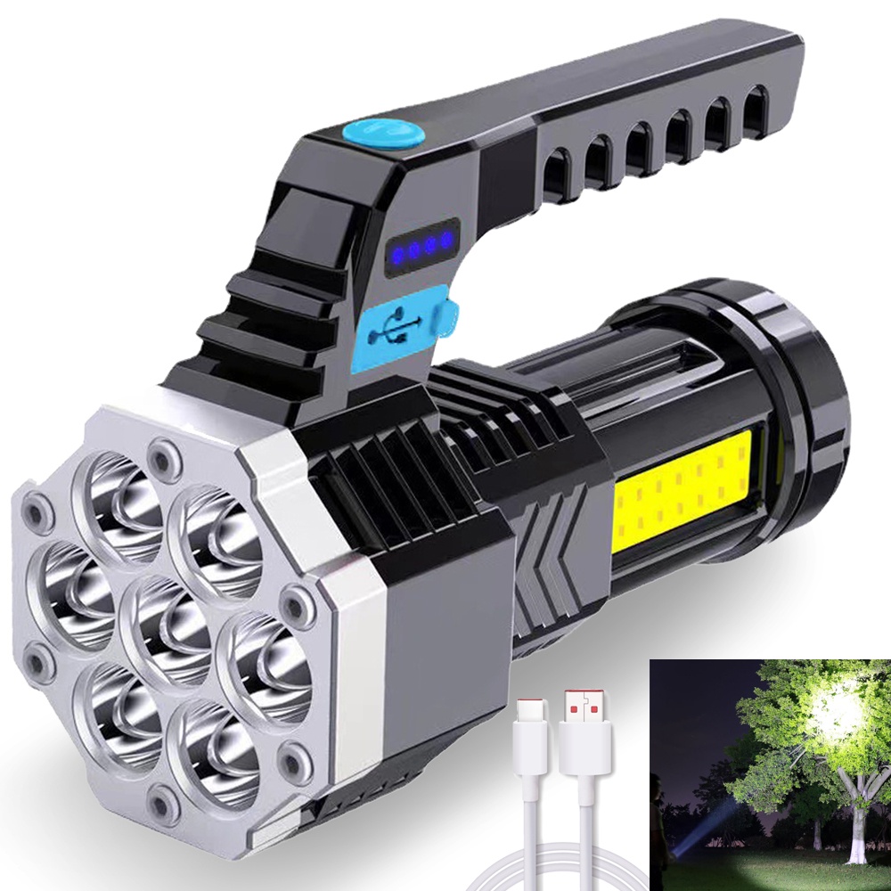 Đèn Pin Cầm Tay COB 7 LED Công Suất Cao Sạc Cổng USB Tiện Dụng Và Bền