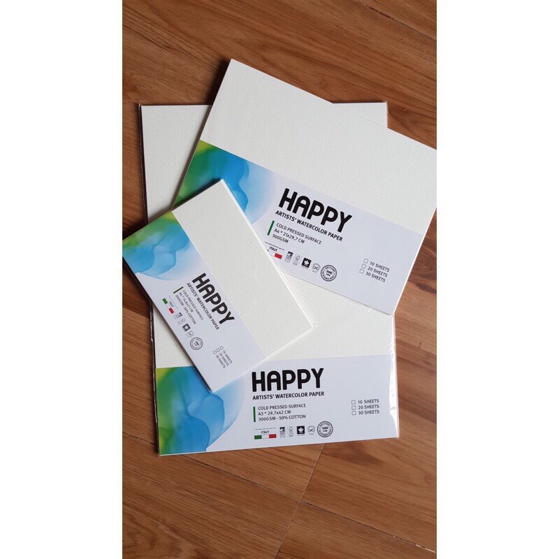 Giấy vẽ màu nước HAPPY hạng họa sĩ 300gsm