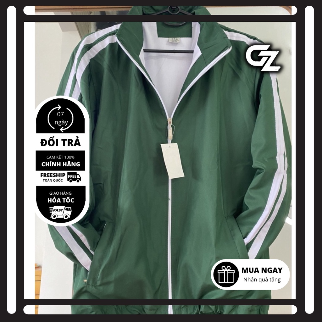 Áo khoác gió nữ nam trơn 2 sọc trắng, áo khoác gió 2 lớp hàng cao cấp GZAK065 GZ Store