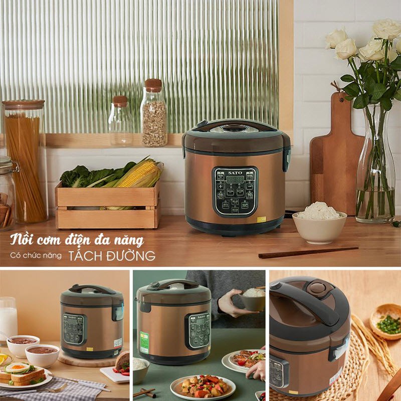 Nồi cơm điện.Nồi cơm đa năng có chức năng tách đường SATO.Dung tích 1.8L,Bảo hành 12 tháng