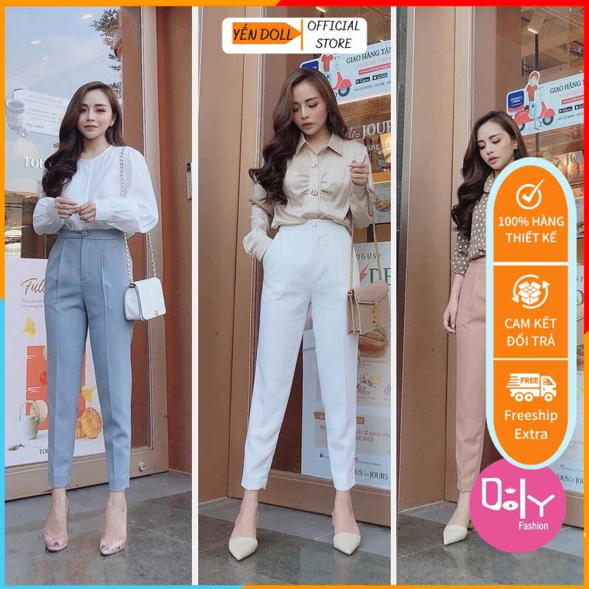 Quần tây nữ cúc bọc vải tuyết mưa cao cấp co dãn nhẹ mặc công sở đi học đi làm - MT616 MALADE