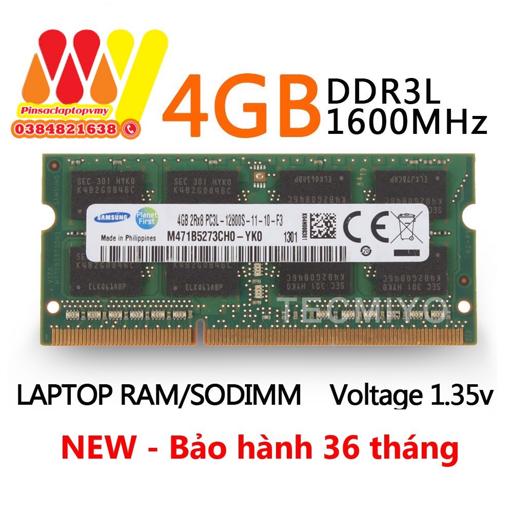 RAM Samsung 4GB 8GB DDR3L 1600MHz PC3L-12800 1.35V Sodimm Dùng Cho Laptop Mac Máy Tính Xách Tay Giá Tốt Bảo Hành 36T