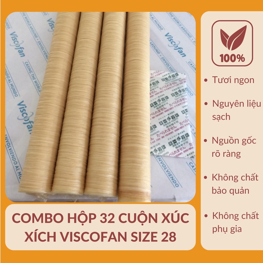 Combo 32 Cuộn Vỏ Xúc Xích Collagen VISCOFAN Mã NDXC size 28 Dễ Sử Dụng Bảo Quản Hàng Nhập Khẩu Chính Hãng Nguyên Thùng