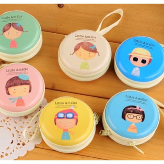 Bóp Tiện Ích Mini Hộp Tròn Đựng Kính Gấp Gọn Tiền, Tai Nghe Tiện Dụng - Hazo