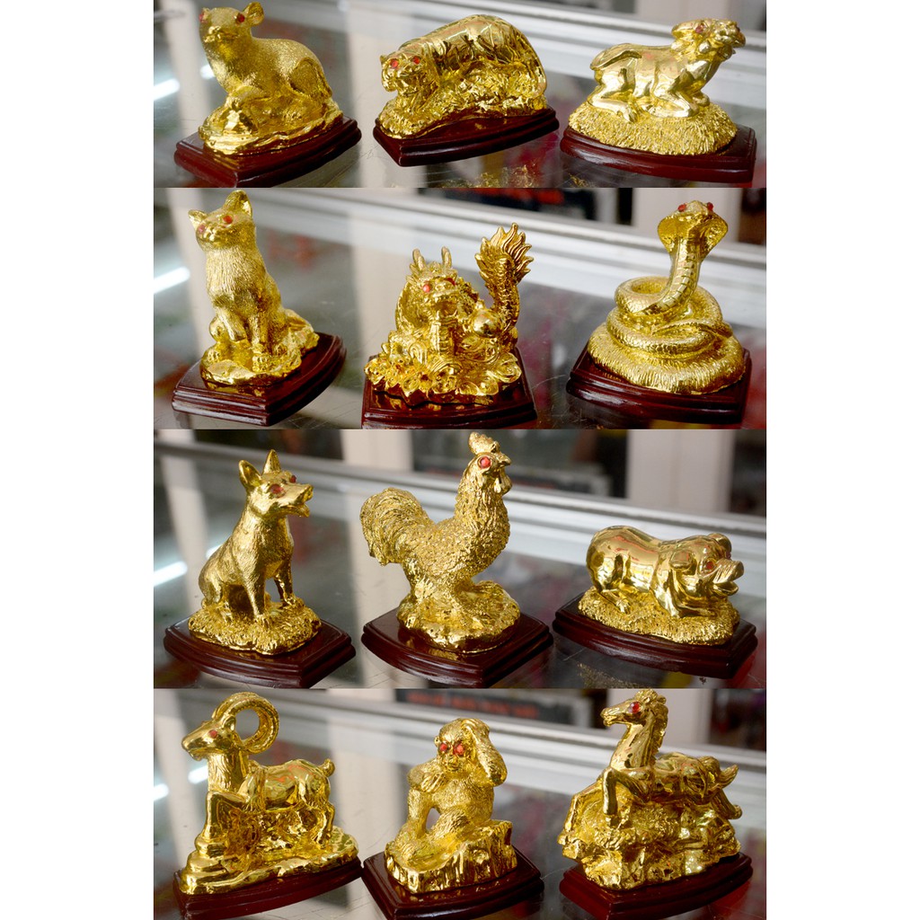 Một tượng con giáp sơn xi vàng-Trọn bộ đủ 12 con giáp Giá Siêu Rẻ