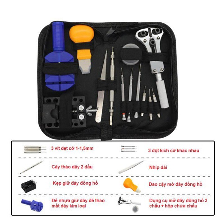 Bộ dụng cụ sửa chữa đồng hồ 13 món có kèm túi đựng