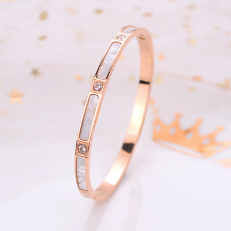 Vòng Tay Vỏ Sò Trắng Bằng Thép Titan Không Phai Màu Thời Trang Cho Nữ