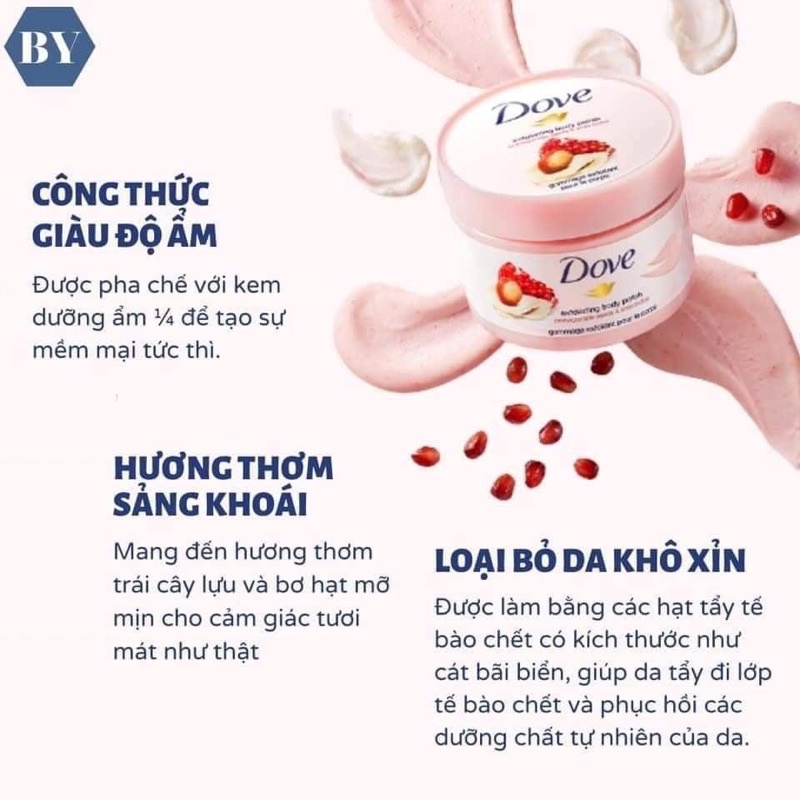 Tẩy tế bào chết body Dove  225ml loại bỏ tế bào chết để lộ ra một lớp da mới rạng rỡ, đẹp đẽ Hương thơm quyến rũ