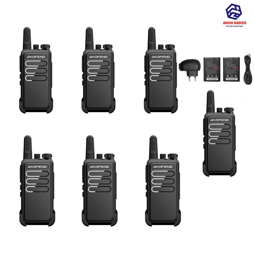 Bộ 07 Máy Bộ Đàm Baofeng Mini Siêu Nhỏ (Siêu bền,Pin dung lượng lớn, Thiết kế nhỏ gọn,Cự ly liên lạc 1Km,Bảo hành 1 năm)