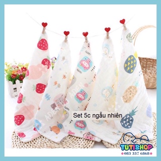 SET 5C KHĂN RỬA MẶT 6 LỚP CHO BÉ