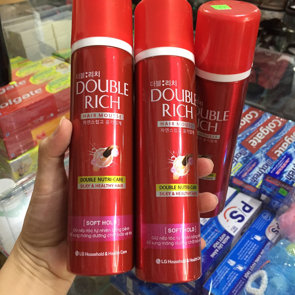 DOUBLE RICH mousse bọt tạo kiểu tóc SOFT HOLD 150ml (MẪU MỚI)