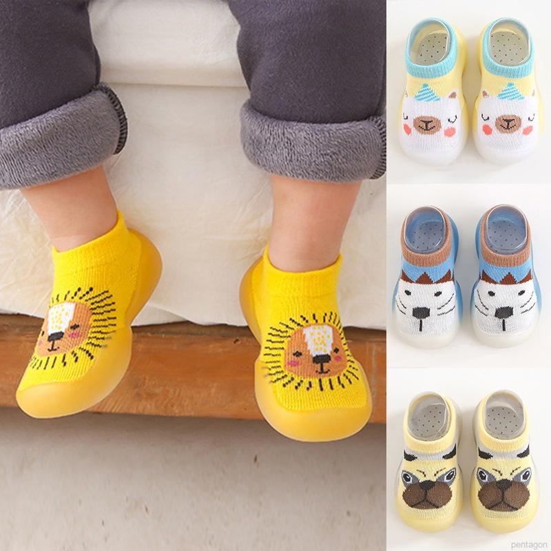 Giày Vớ Cao Su Đế Mềm Chống Trượt Thoáng Khí In Họa Tiết Hoạt Hình Cho Bé Tập Đi Walkers