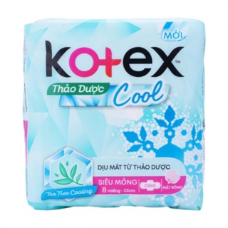 Băng vệ sinh siêu mỏng cánh Kotex Thảo Dược Cool (Gói 8 miếng)