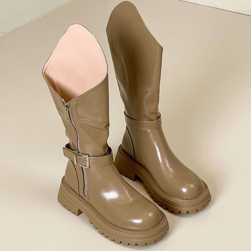 Giày boot nữ cổ V chéo cá tính Giày bốt nữ cổ vát chéo đế dày cá tính| M20