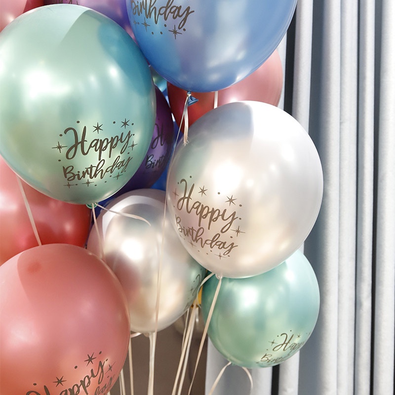 Bộ 5 Bong Bóng Trang Trí Tường In Chữ Tiếng Anh Xinh Xắn