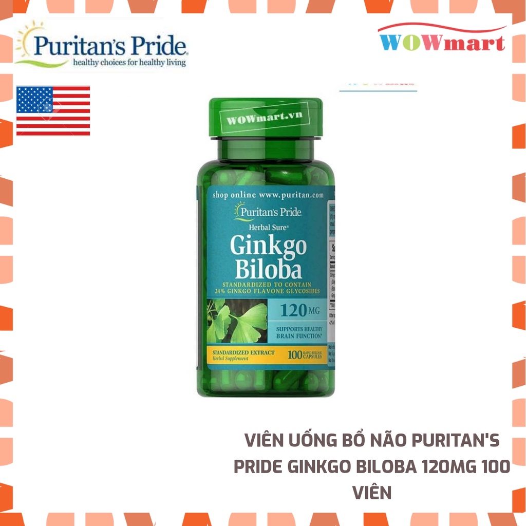 Viên uống bổ não Puritan's Pride Ginkgo Biloba 120mg 100 viên